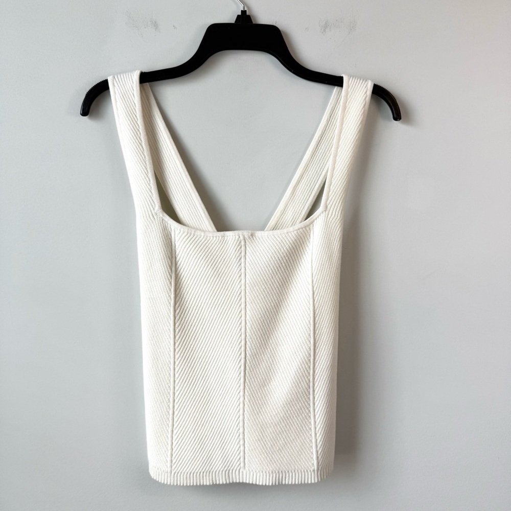 Abercrombie‎ & Fitch Elevated Rib Knit Crossback Tank Top Ivory XL - Picture 3 of 8